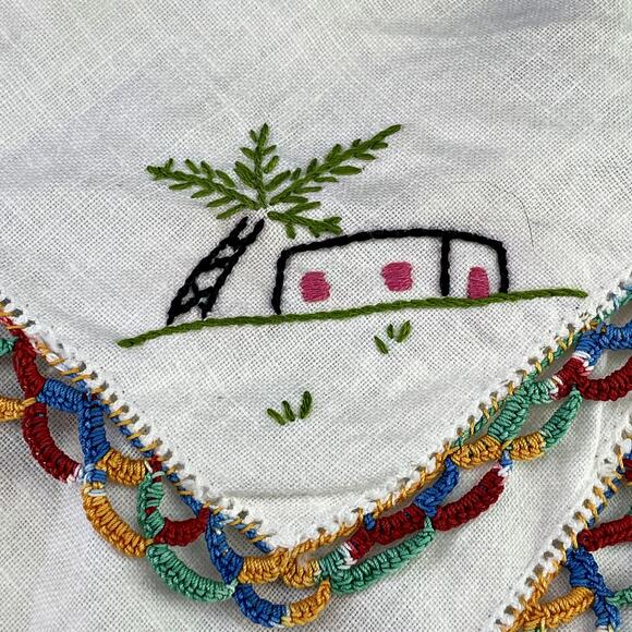 Handmade Other - Beautiful 4 9" Square Napkins Palm Tree Block Building MultiColor Jerusalem READ